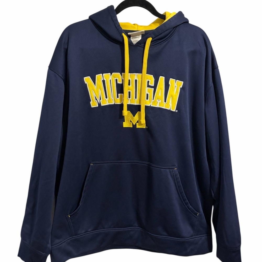 Majestic Vintage y2k Michigan University Embroidered Spell‎ Out Blue XL Hoodie
